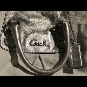 White and silver leather coach bag. Beautiful